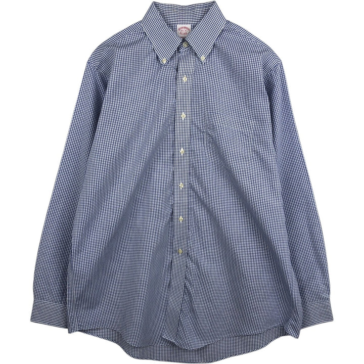 Brooks Brothers Est.1818 Long Sleeve Button-Down Check Shirt, Men's Size L cotton white type Vintage Second Hand