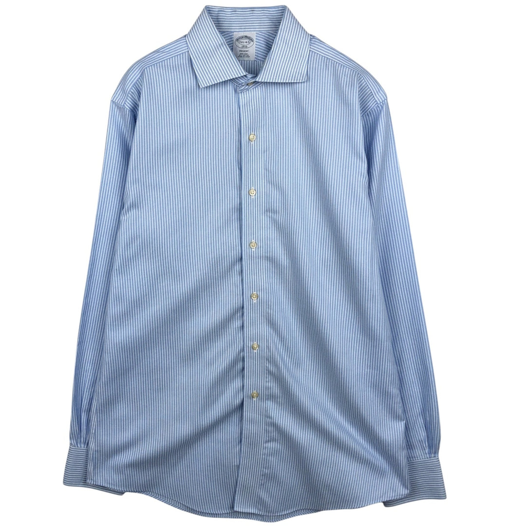 Brooks Brothers 1818 Wide Collar Long Sleeve Cotton Stripe Shirt, Men's Size M (approx.) cotton Blue type light blue Vintage Second Hand