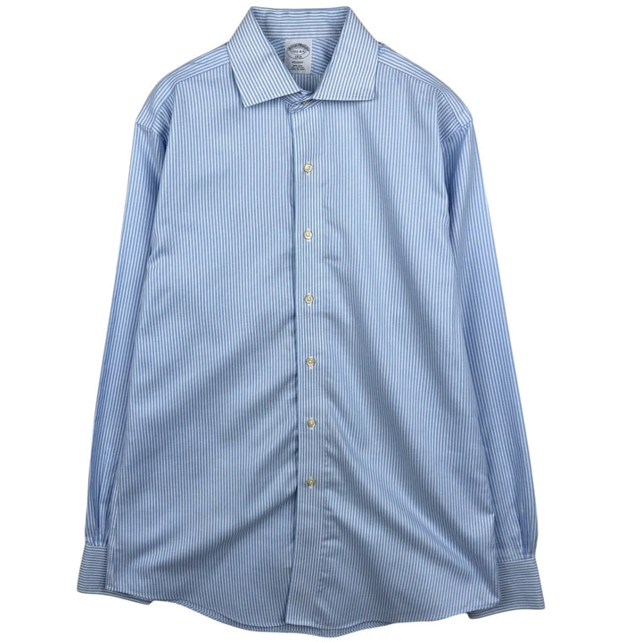 Brooks Brothers 1818 Wide Collar Long Sleeve Cotton Stripe Shirt, Men's Size M (approx.) cotton Blue type light blue Vintage Second Hand