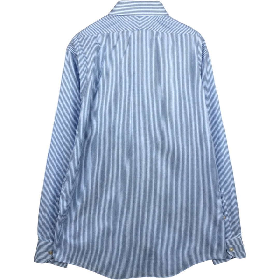 Brooks Brothers 1818 Wide Collar Long Sleeve Cotton Stripe Shirt, Men's Size M (approx.) cotton Blue type light blue Vintage Second Hand