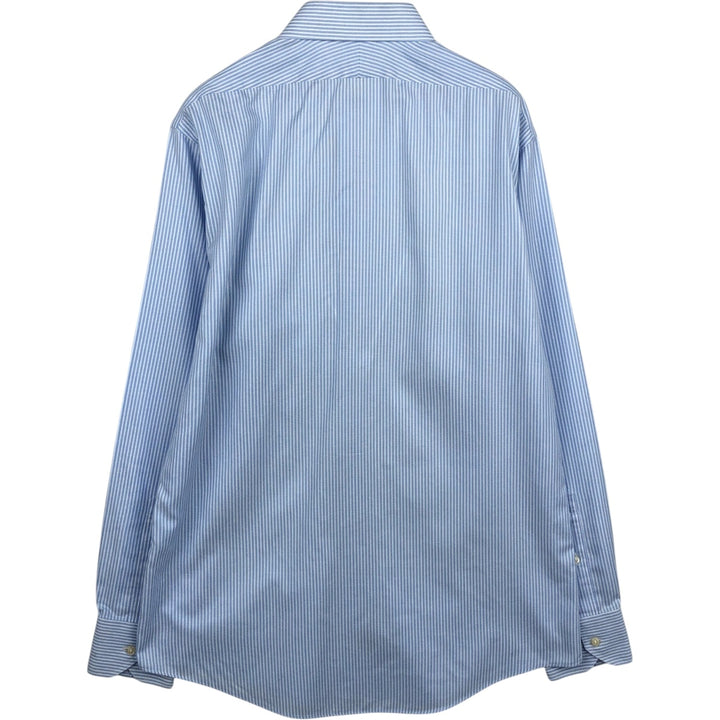 Brooks Brothers 1818 Wide Collar Long Sleeve Cotton Stripe Shirt, Men's Size M (approx.) cotton Blue type light blue Vintage Second Hand