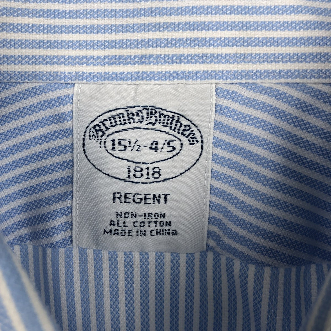 Brooks Brothers 1818 Wide Collar Long Sleeve Cotton Stripe Shirt, Men's Size M (approx.) cotton Blue type light blue Vintage Second Hand