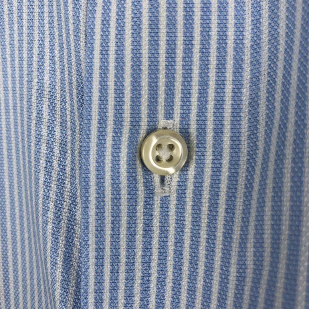 Brooks Brothers 1818 Wide Collar Long Sleeve Cotton Stripe Shirt, Men's Size M (approx.) cotton Blue type light blue Vintage Second Hand