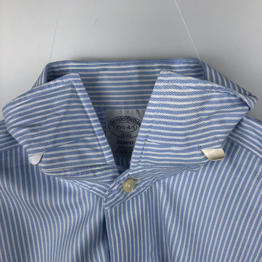 Brooks Brothers 1818 Wide Collar Long Sleeve Cotton Stripe Shirt, Men's Size M (approx.) cotton Blue type light blue Vintage Second Hand