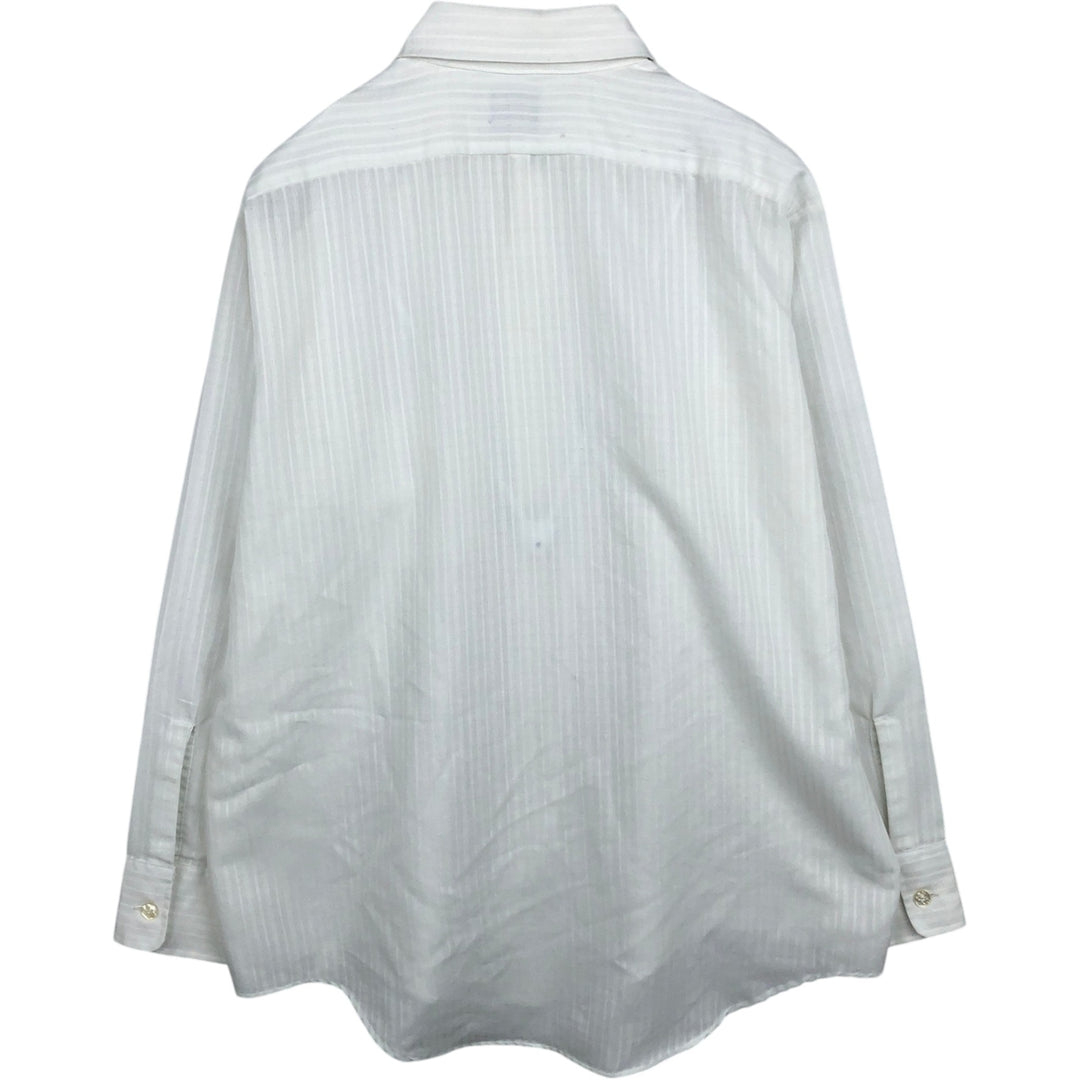 70s-80'S Arrow KIRK KENT Long-Sleeve Poly-Cotton Shirt, Men's Size L (Equivalent), Vintage polyester white type Vintage Second Hand