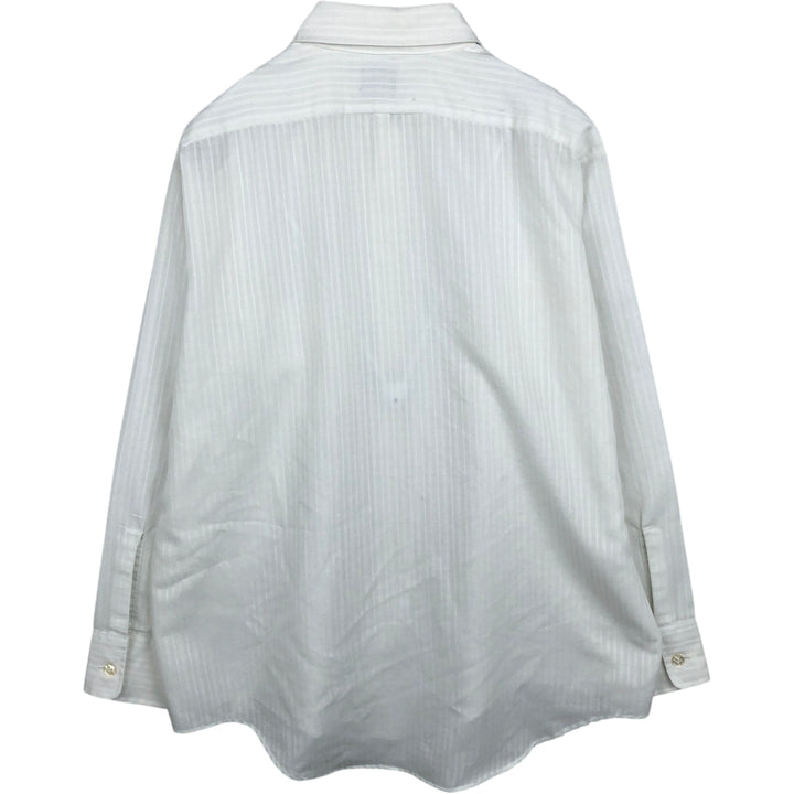 70s-80'S Arrow KIRK KENT Long-Sleeve Poly-Cotton Shirt, Men's Size L (Equivalent), Vintage polyester white type Vintage Second Hand
