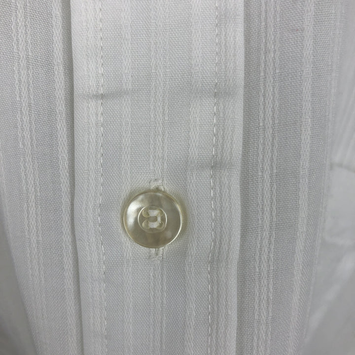 70s-80'S Arrow KIRK KENT Long-Sleeve Poly-Cotton Shirt, Men's Size L (Equivalent), Vintage polyester white type Vintage Second Hand