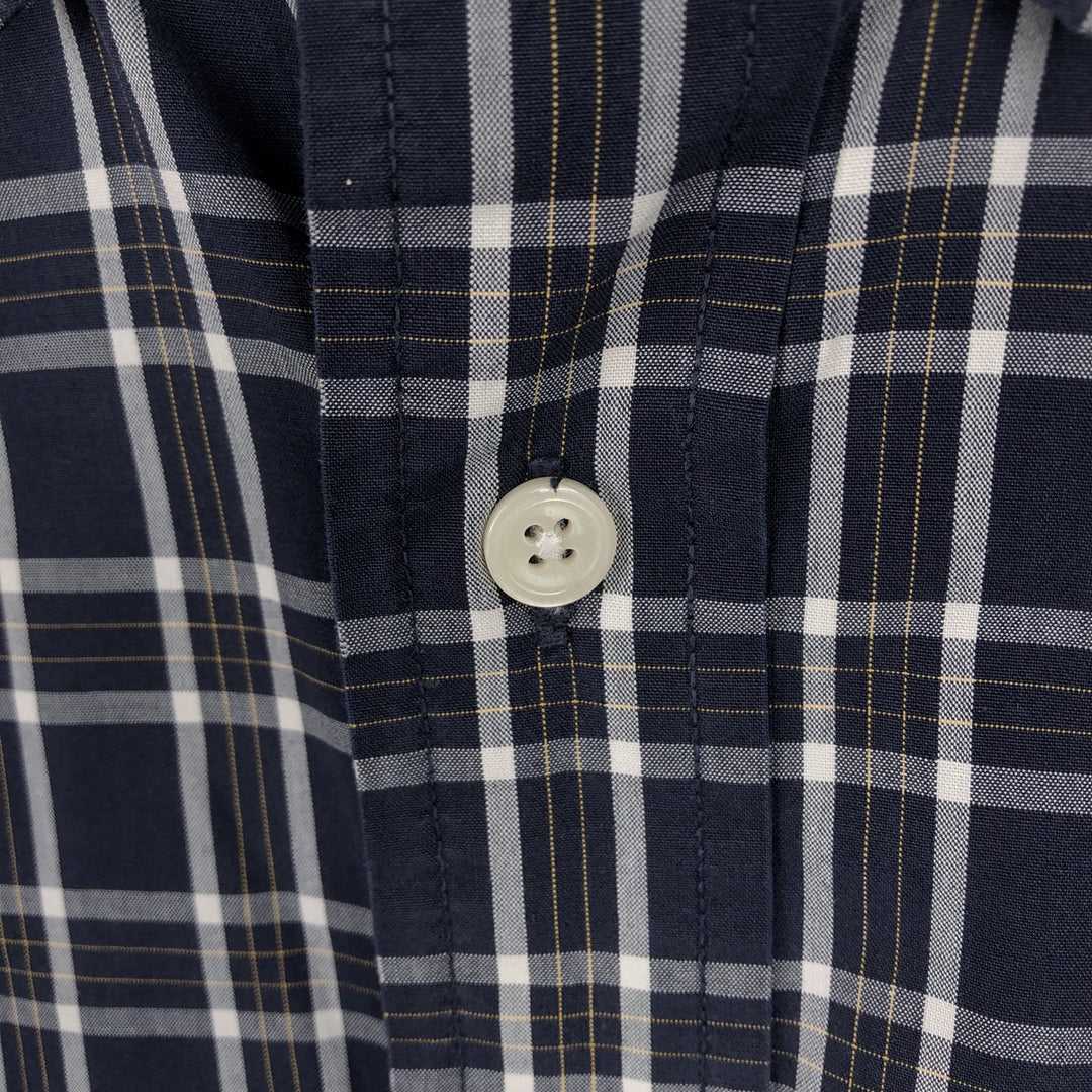 90s~ Eddie Bauer Long Sleeve Button-Down Check Shirt, Men's Size L, Vintage cotton navy blue type Vintage Second Hand