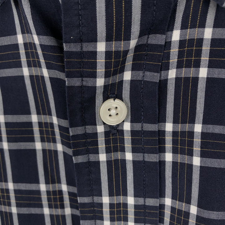 90s~ Eddie Bauer Long Sleeve Button-Down Check Shirt, Men's Size L, Vintage cotton navy blue type Vintage Second Hand