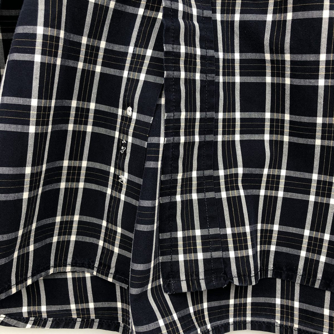 90s~ Eddie Bauer Long Sleeve Button-Down Check Shirt, Men's Size L, Vintage cotton navy blue type Vintage Second Hand