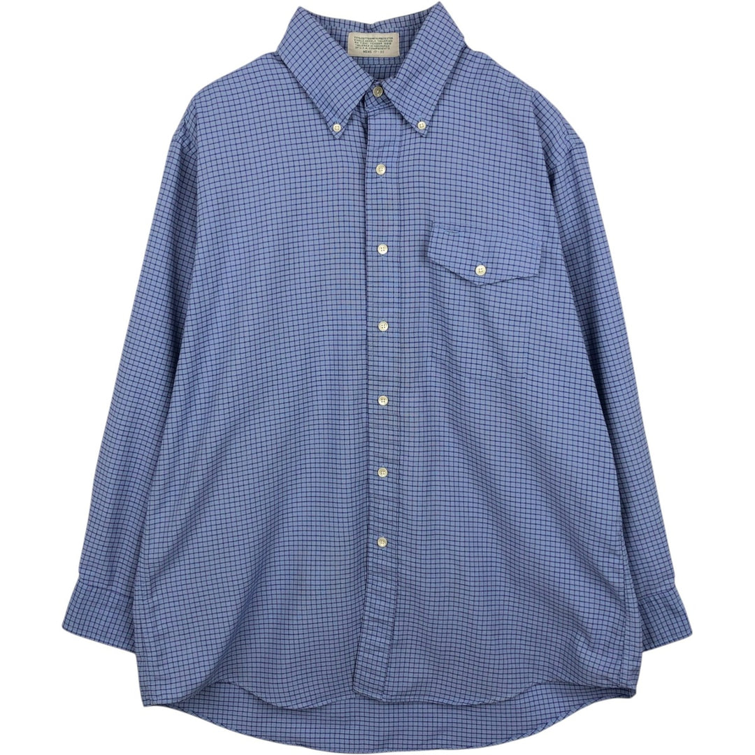 Vintage LLBean long-sleeved button-down check shirt from the 1990s, men's size XL. cotton blue type Vintage Second Hand