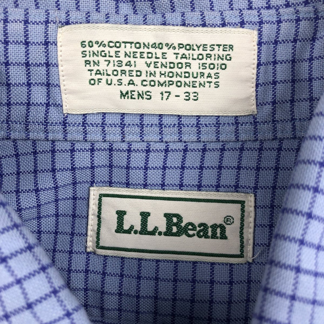 Vintage LLBean long-sleeved button-down check shirt from the 1990s, men's size XL. cotton blue type Vintage Second Hand