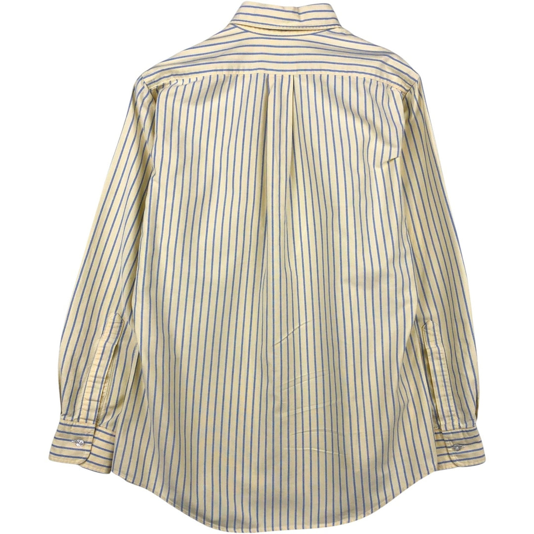 ~90'S LL Bean Long-Sleeve Button-Down Striped Shirt, Made in USA, Men's Size S (Equivalent), Vintage cotton yellow type Vintage Second Hand