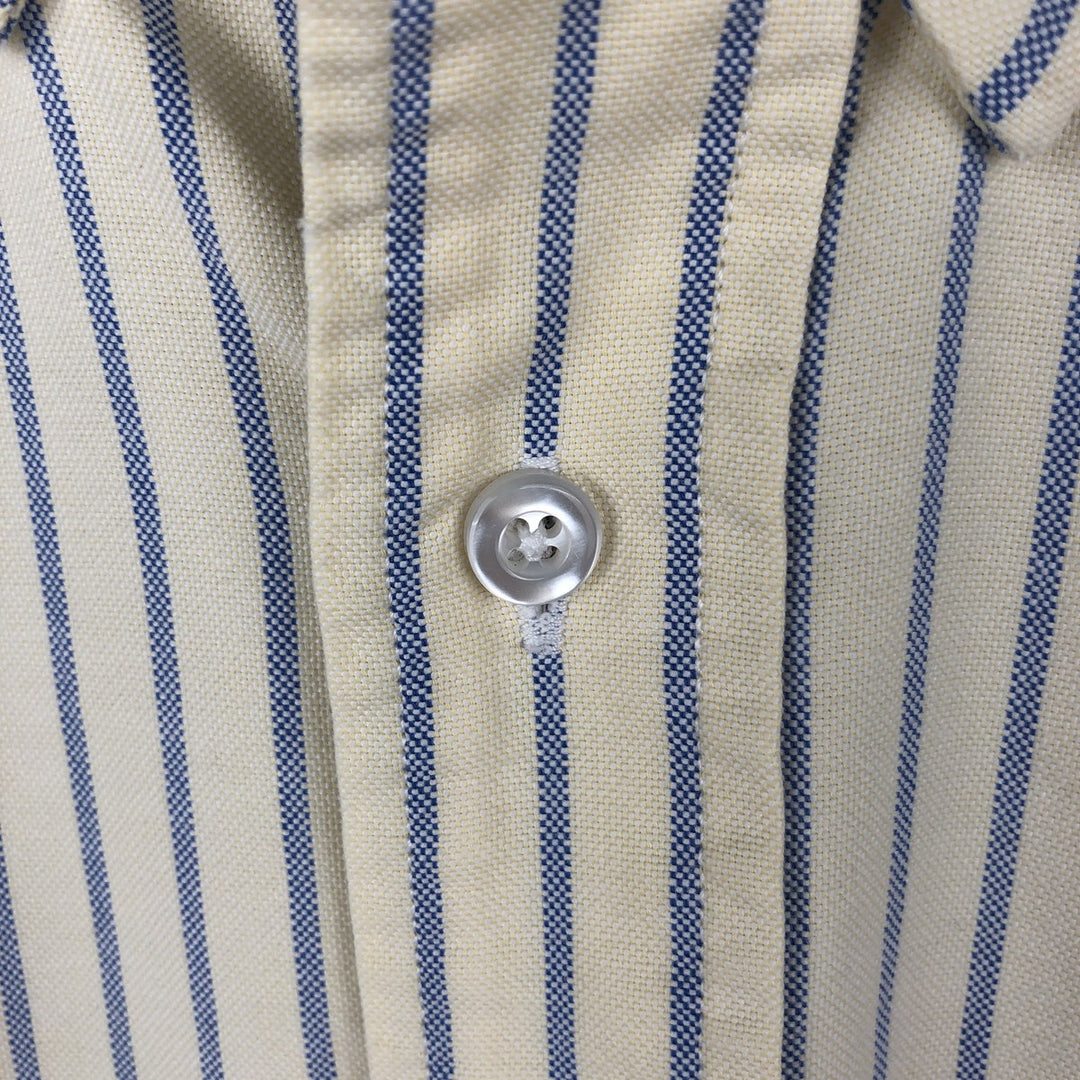 ~90'S LL Bean Long-Sleeve Button-Down Striped Shirt, Made in USA, Men's Size S (Equivalent), Vintage cotton yellow type Vintage Second Hand