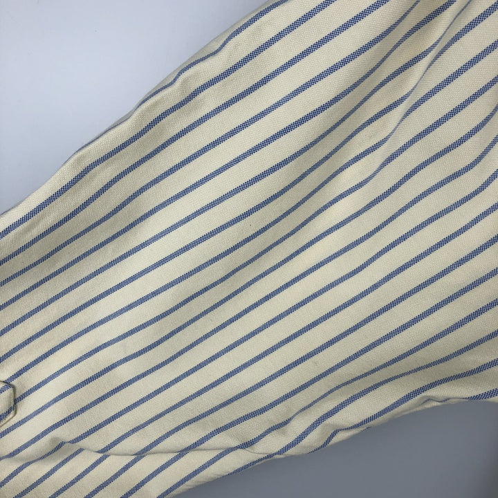 ~90'S LL Bean Long-Sleeve Button-Down Striped Shirt, Made in USA, Men's Size S (Equivalent), Vintage cotton yellow type Vintage Second Hand