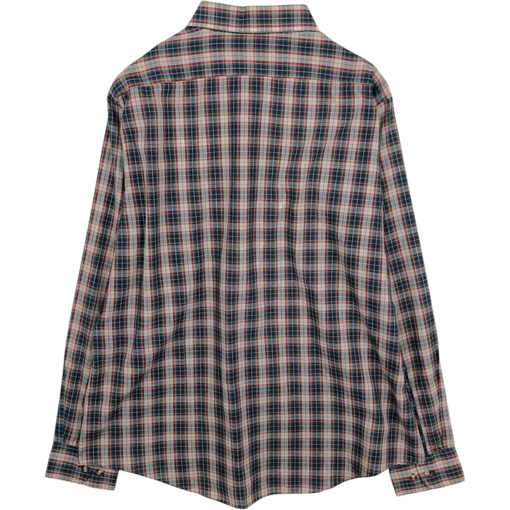 90'S Lee Check Pattern Long Sleeve Poly-Cotton Shirt, Men's Size XL (Equivalent), Vintage polyester red type Vintage Second Hand
