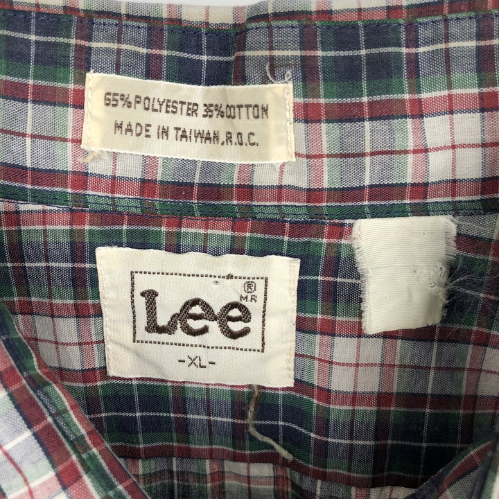 90'S Lee Check Pattern Long Sleeve Poly-Cotton Shirt, Men's Size XL (Equivalent), Vintage polyester red type Vintage Second Hand