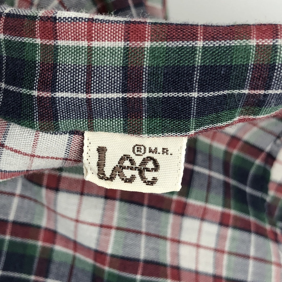 90'S Lee Check Pattern Long Sleeve Poly-Cotton Shirt, Men's Size XL (Equivalent), Vintage polyester red type Vintage Second Hand