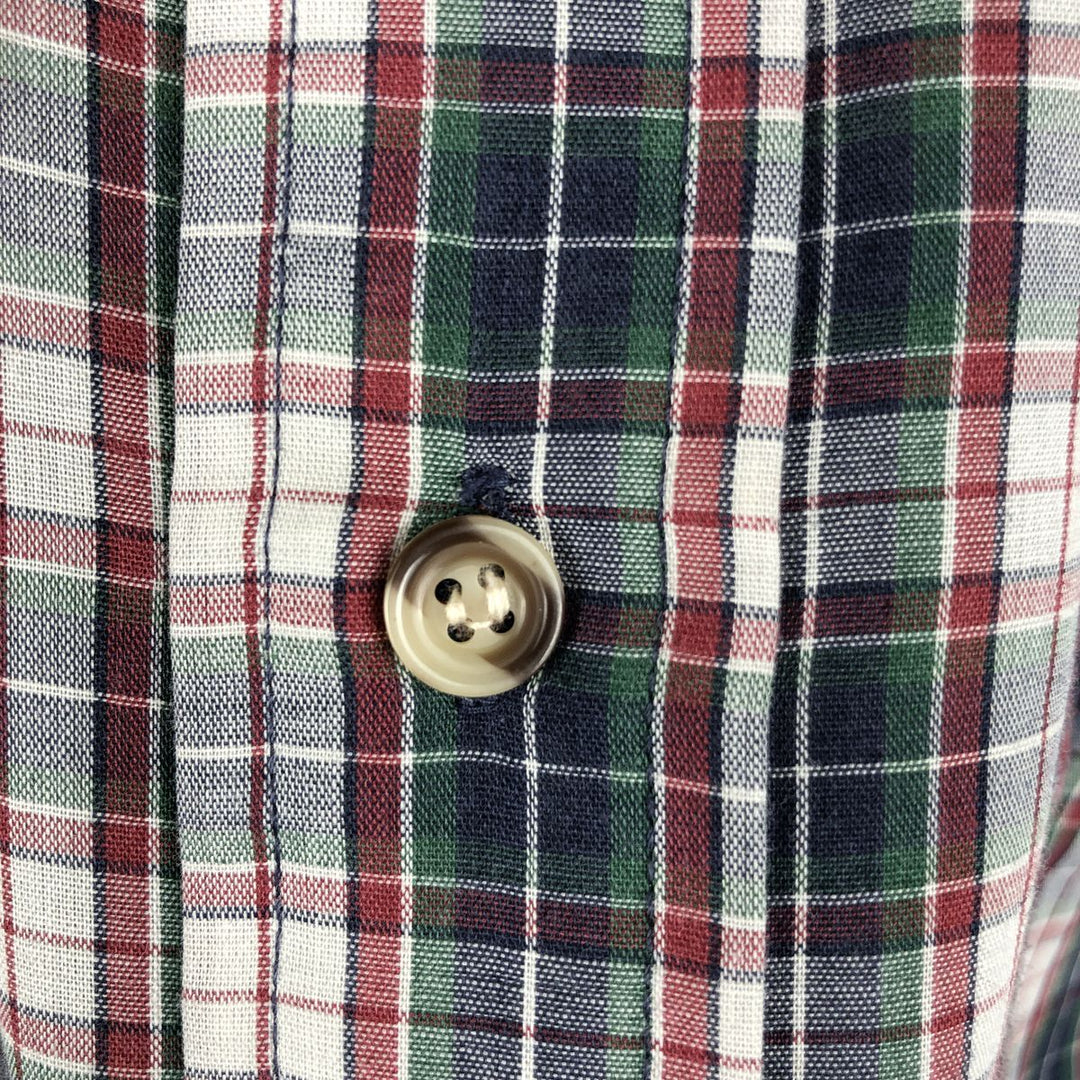 90'S Lee Check Pattern Long Sleeve Poly-Cotton Shirt, Men's Size XL (Equivalent), Vintage polyester red type Vintage Second Hand