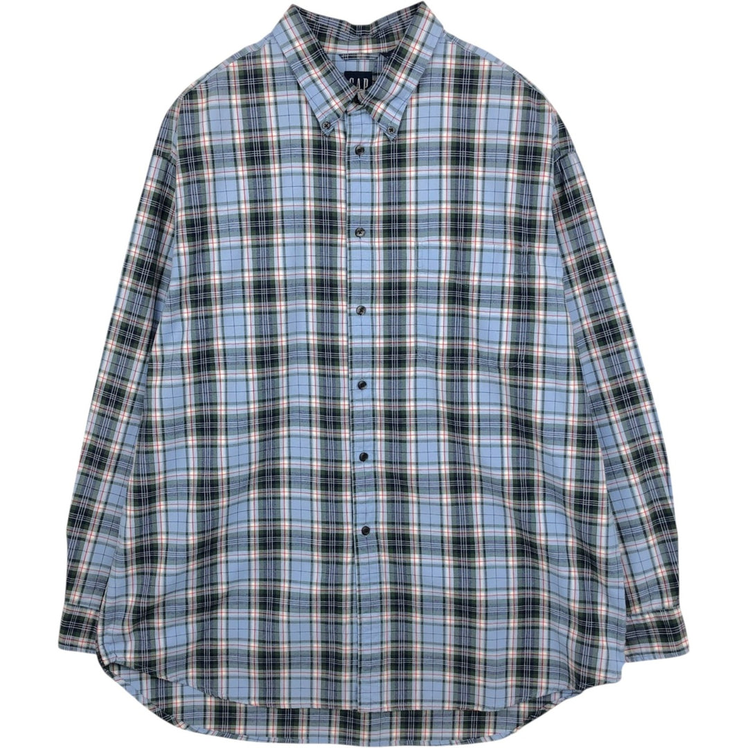 90'S GAP Vintage Long Sleeve Button-Down Check Shirt, Men's XL cotton Blue type light blue Vintage Second Hand