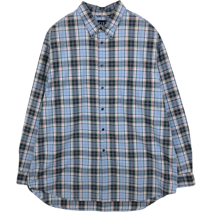 90'S GAP Vintage Long Sleeve Button-Down Check Shirt, Men's XL cotton Blue type light blue Vintage Second Hand