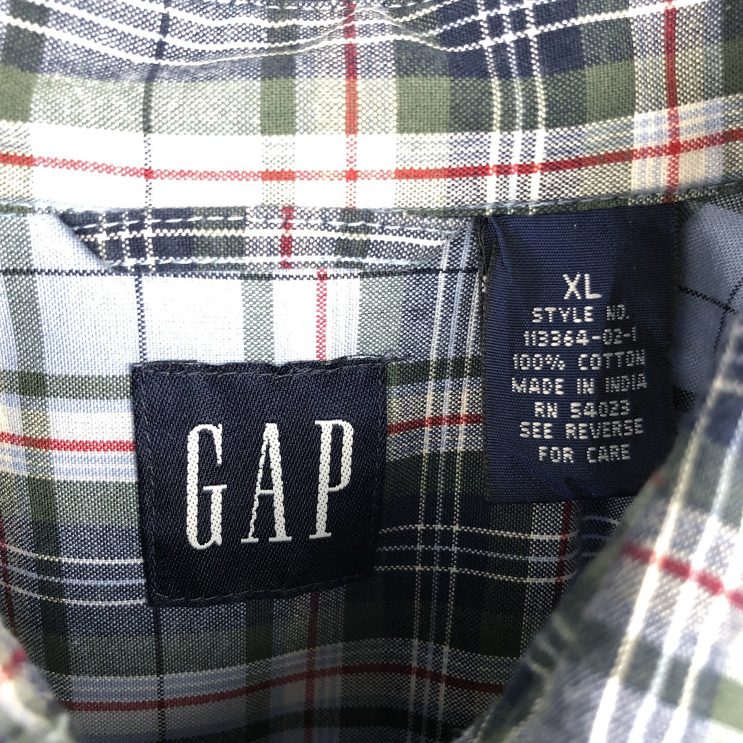 90'S GAP Vintage Long Sleeve Button-Down Check Shirt, Men's XL cotton Blue type light blue Vintage Second Hand