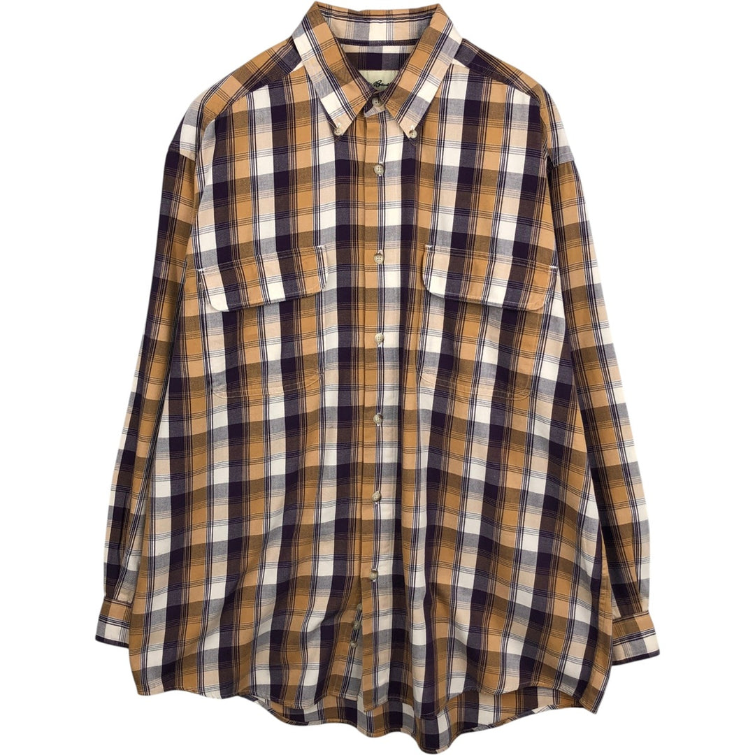 1990'S Eddie Bauer Check Pattern Long Sleeve Button-Down Work Shirt Men's Size M (Equivalent) Vintage cotton brown type Vintage Second Hand