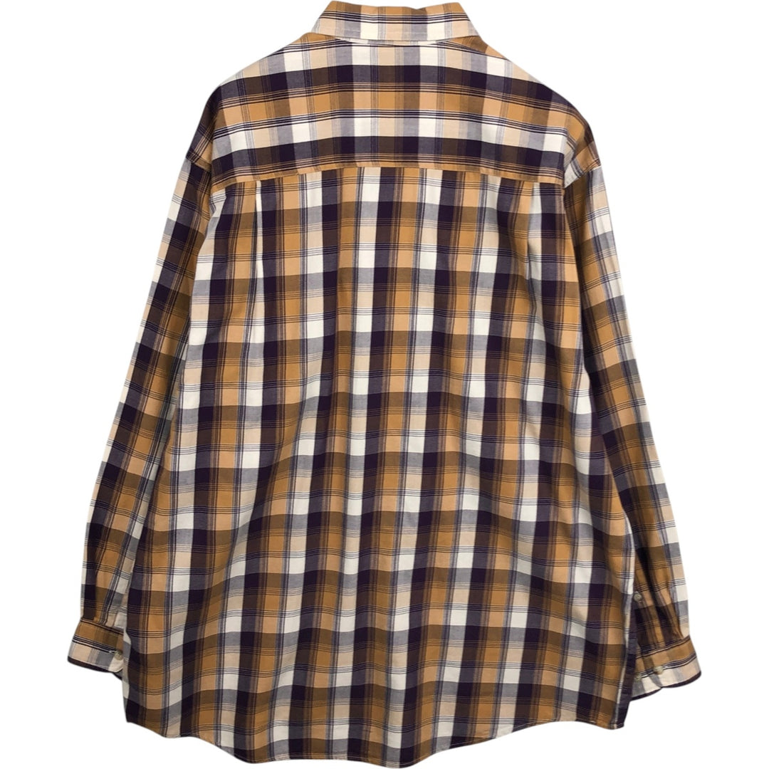 1990'S Eddie Bauer Check Pattern Long Sleeve Button-Down Work Shirt Men's Size M (Equivalent) Vintage cotton brown type Vintage Second Hand