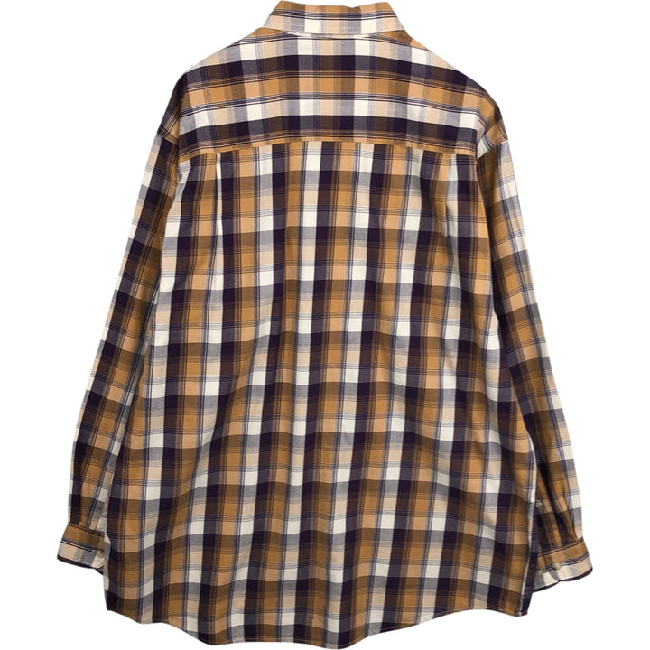 1990'S Eddie Bauer Check Pattern Long Sleeve Button-Down Work Shirt Men's Size M (Equivalent) Vintage cotton brown type Vintage Second Hand
