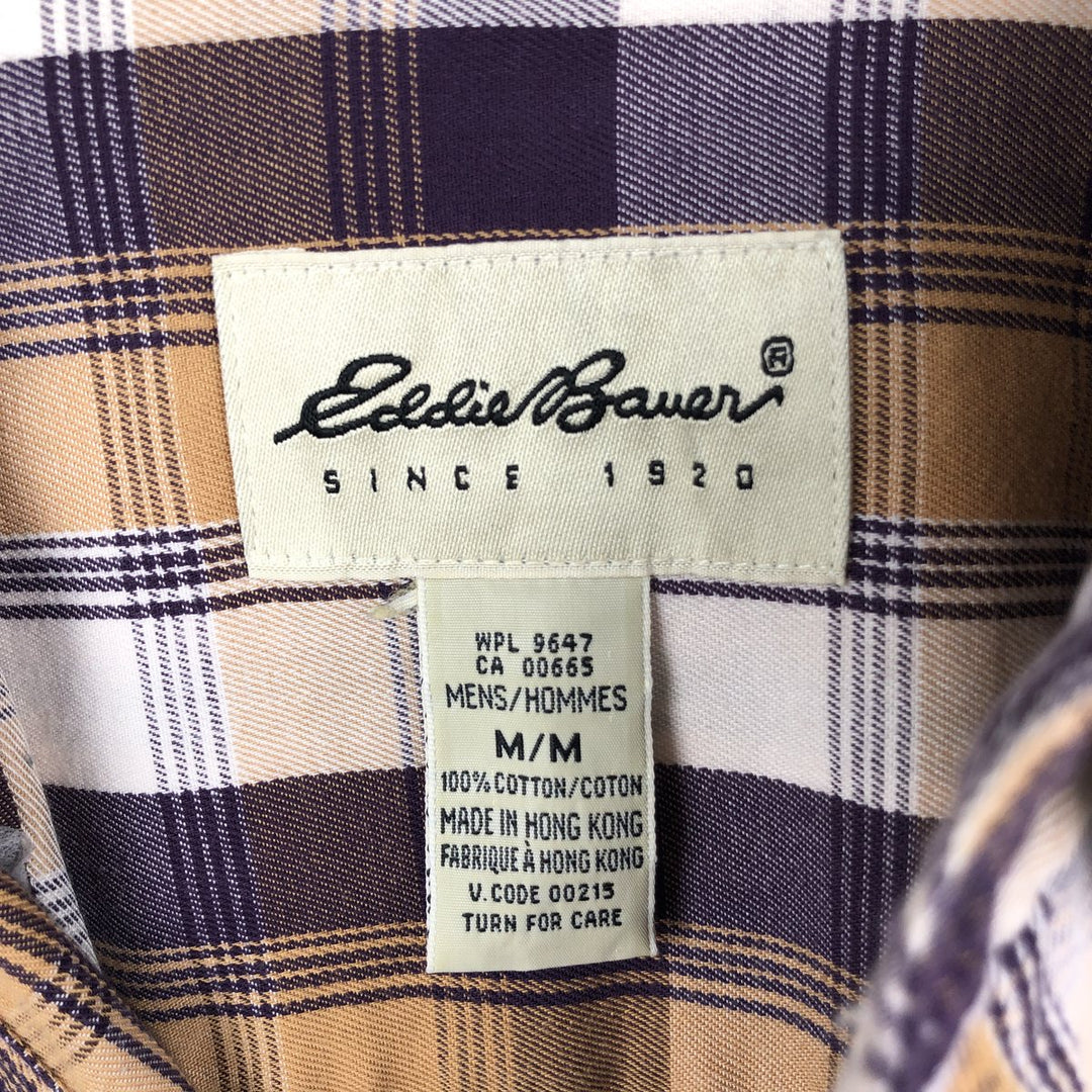 1990'S Eddie Bauer Check Pattern Long Sleeve Button-Down Work Shirt Men's Size M (Equivalent) Vintage cotton brown type Vintage Second Hand