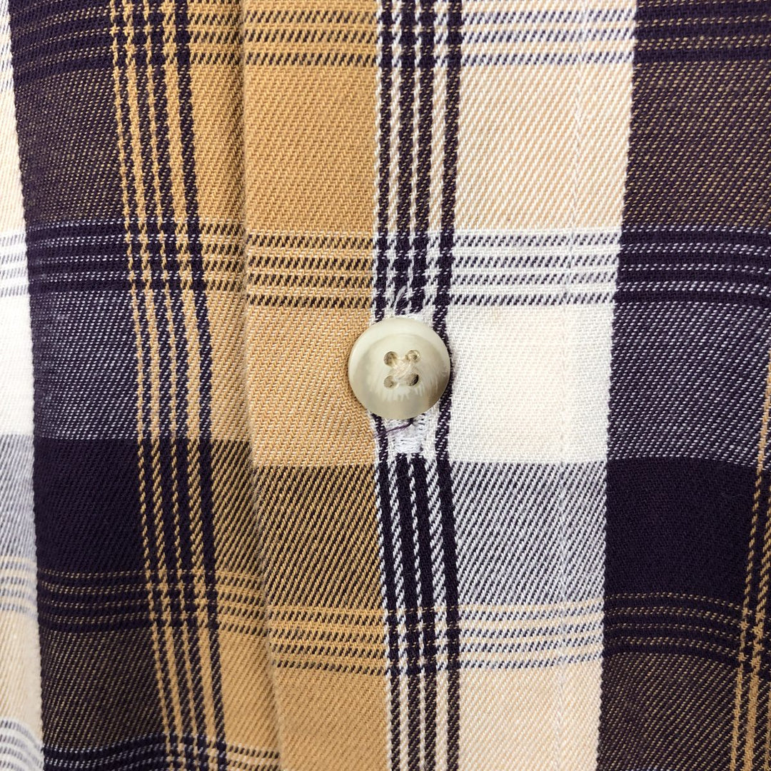 1990'S Eddie Bauer Check Pattern Long Sleeve Button-Down Work Shirt Men's Size M (Equivalent) Vintage cotton brown type Vintage Second Hand