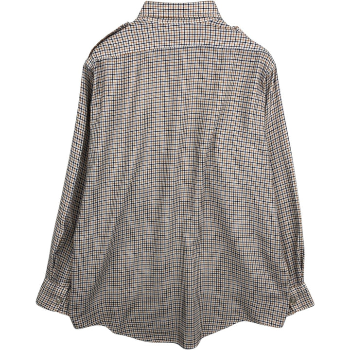 LLBean Check Pattern Long-Sleeve Work Shirt, Men's Size L (approx.) cotton white type Vintage Second Hand