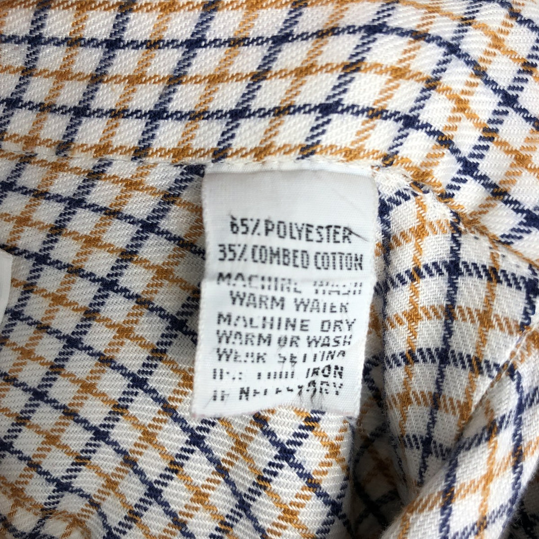 LLBean Check Pattern Long-Sleeve Work Shirt, Men's Size L (approx.) cotton white type Vintage Second Hand