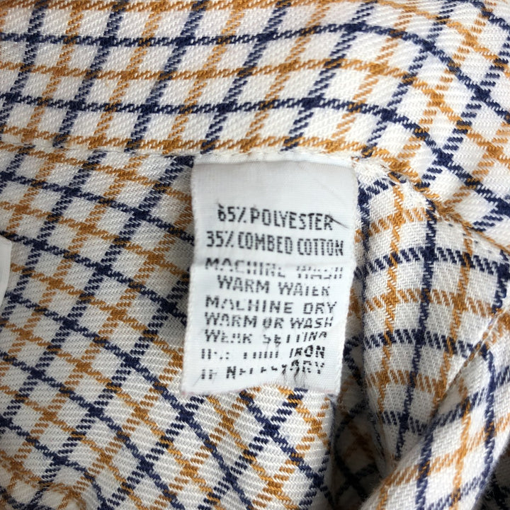 LLBean Check Pattern Long-Sleeve Work Shirt, Men's Size L (approx.) cotton white type Vintage Second Hand
