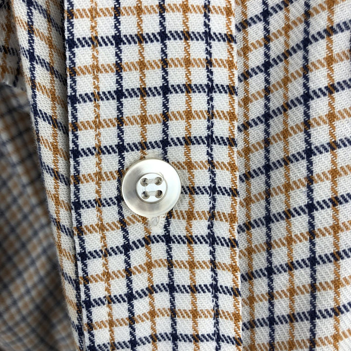 LLBean Check Pattern Long-Sleeve Work Shirt, Men's Size L (approx.) cotton white type Vintage Second Hand