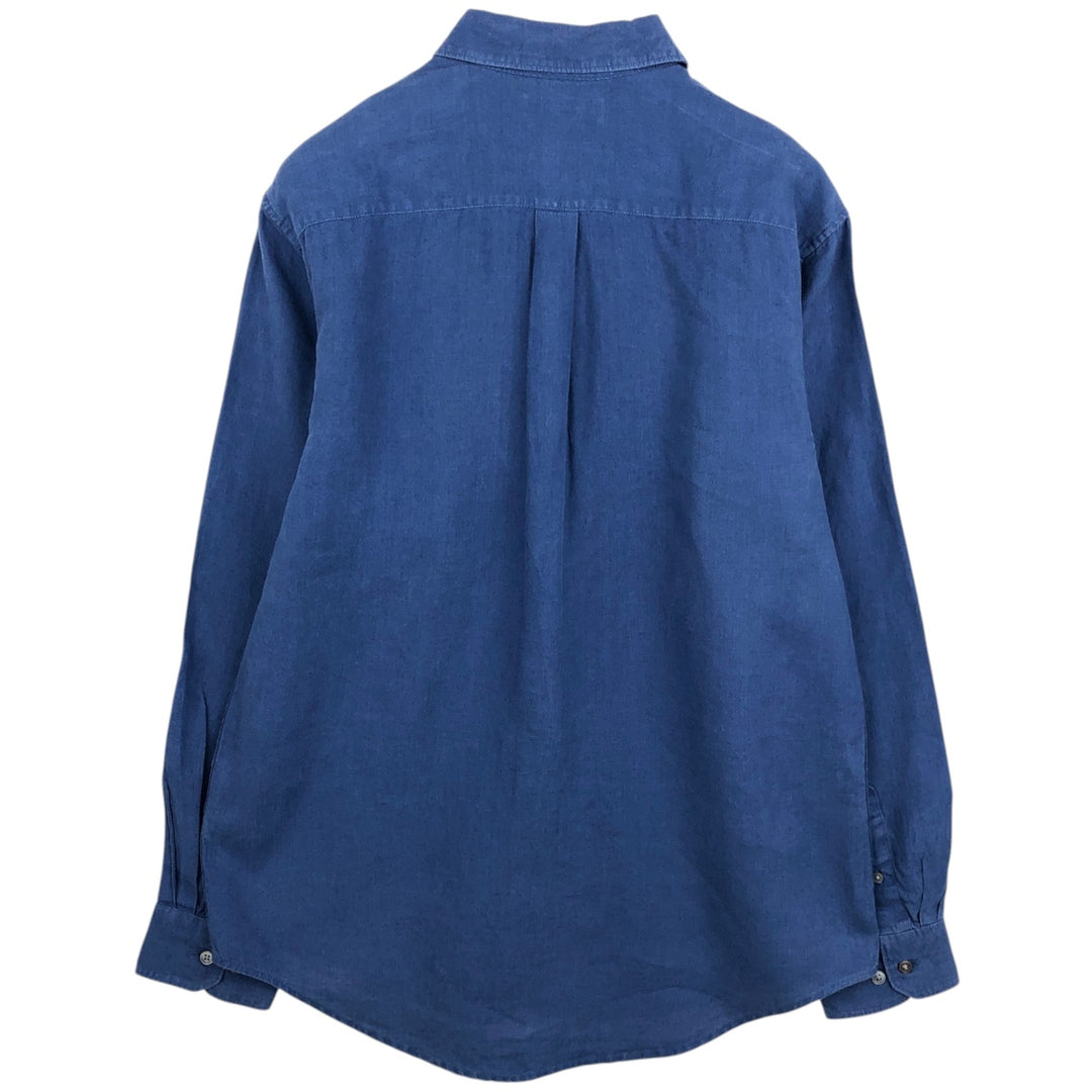 Banana Republic Long Sleeve Linen Shirt, Men's M Size linen blue type Vintage Second Hand