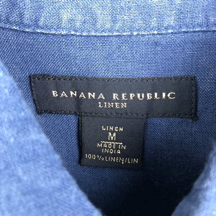 Banana Republic Long Sleeve Linen Shirt, Men's M Size linen blue type Vintage Second Hand