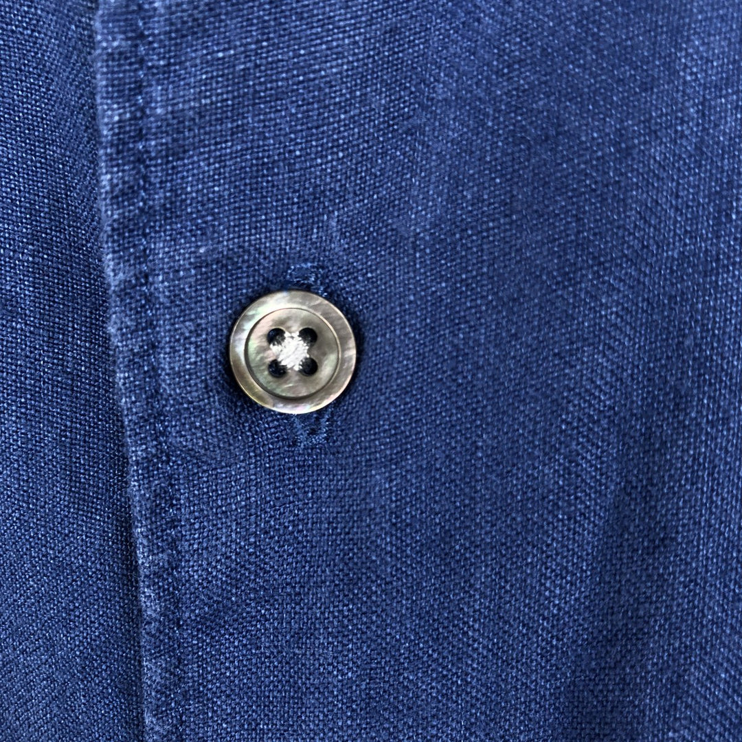 Banana Republic Long Sleeve Linen Shirt, Men's M Size linen blue type Vintage Second Hand