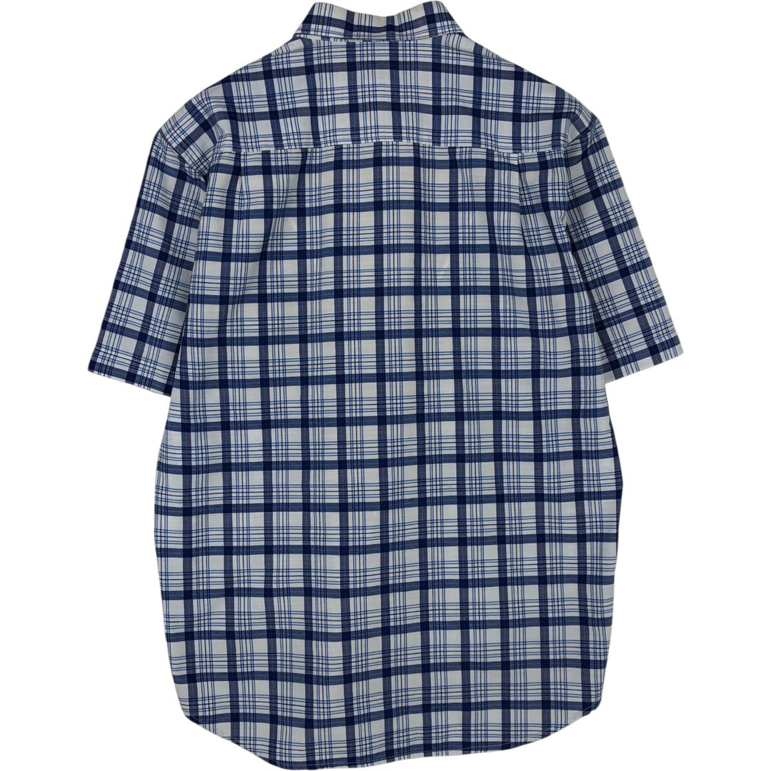 90'S Timberland Weathergear Short-Sleeve Button-Down Check Shirt, Made in USA, Men's Size L (Equivalent), Vintage cotton white type Vintage Second Hand