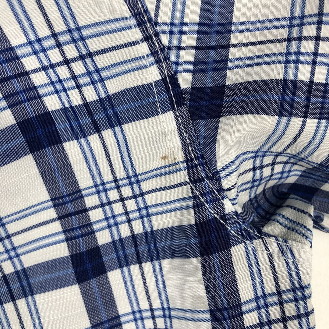 90'S Timberland Weathergear Short-Sleeve Button-Down Check Shirt, Made in USA, Men's Size L (Equivalent), Vintage cotton white type Vintage Second Hand