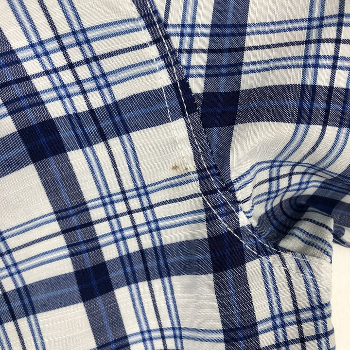 90'S Timberland Weathergear Short-Sleeve Button-Down Check Shirt, Made in USA, Men's Size L (Equivalent), Vintage cotton white type Vintage Second Hand