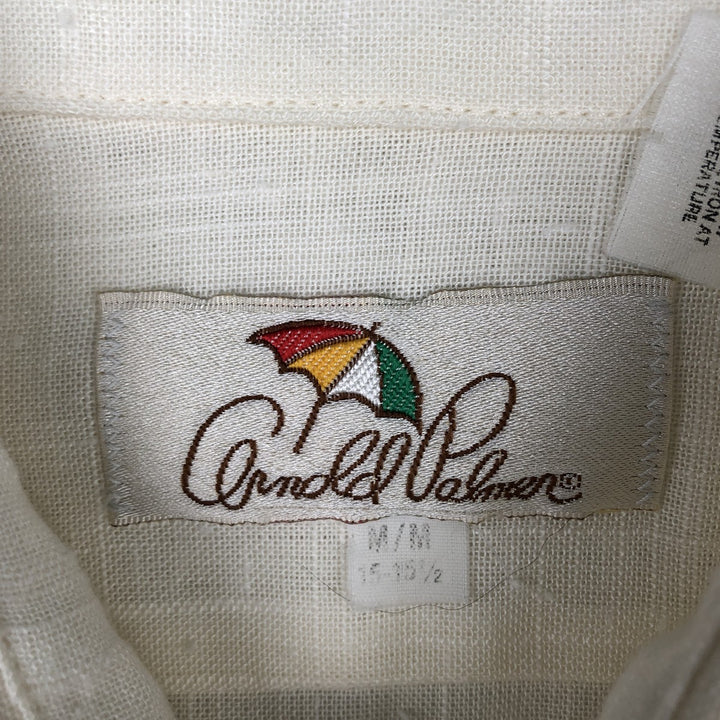 Arnold Palmer Short-Sleeve Polyester Box Shirt, Made in Canada, Men's Size M (approx.) polyester pale white type Vintage Second Hand