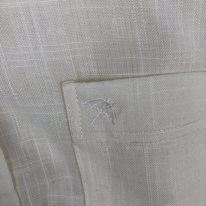 Arnold Palmer Short-Sleeve Polyester Box Shirt, Made in Canada, Men's Size M (approx.) polyester pale white type Vintage Second Hand