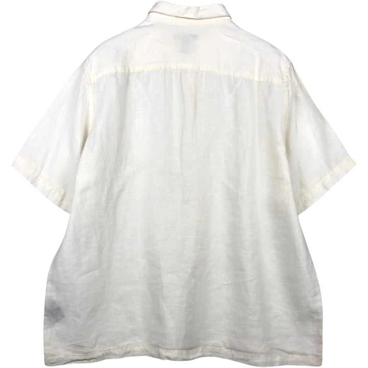Liz Claiborne claiborne short sleeve linen shirt box shirt men's XL size linen white type Vintage Second Hand
