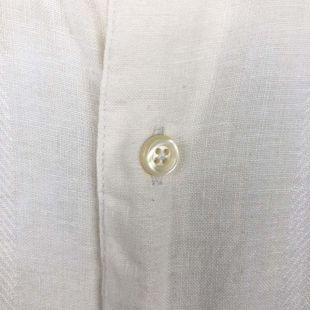 Liz Claiborne claiborne short sleeve linen shirt box shirt men's XL size linen white type Vintage Second Hand
