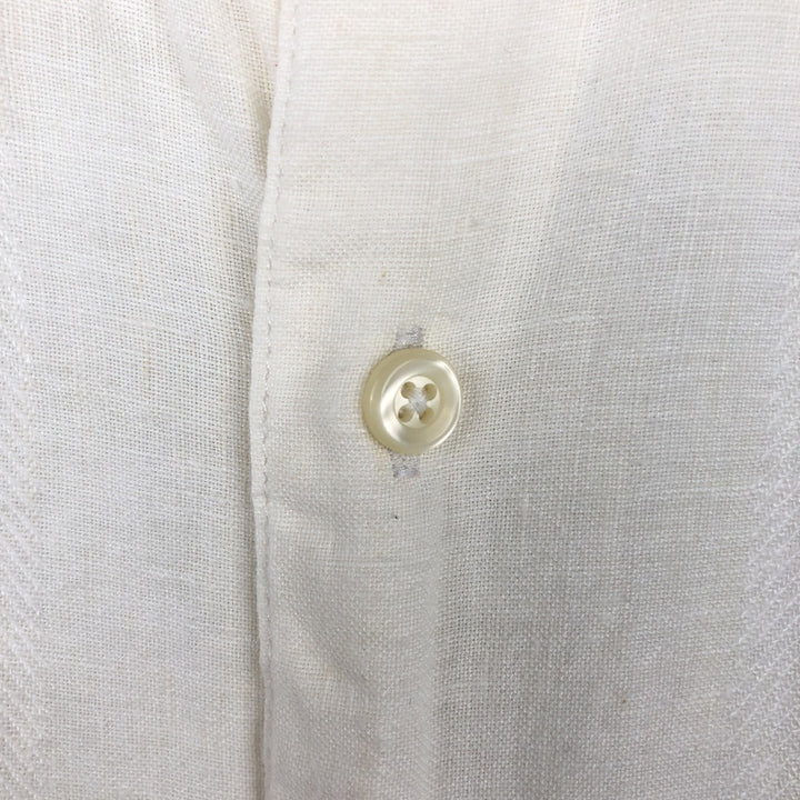 Liz Claiborne claiborne short sleeve linen shirt box shirt men's XL size linen white type Vintage Second Hand