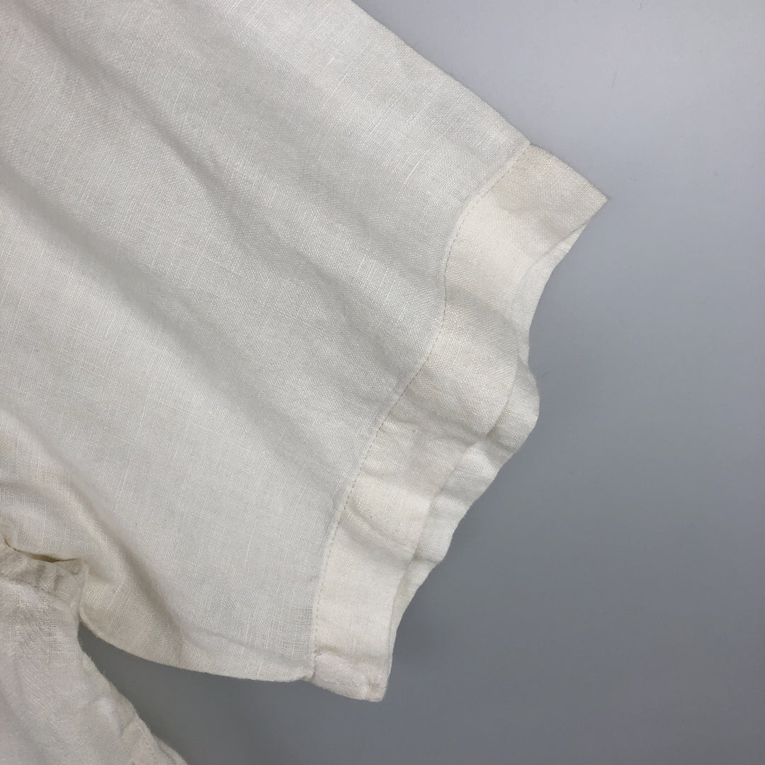 Liz Claiborne claiborne short sleeve linen shirt box shirt men's XL size linen white type Vintage Second Hand