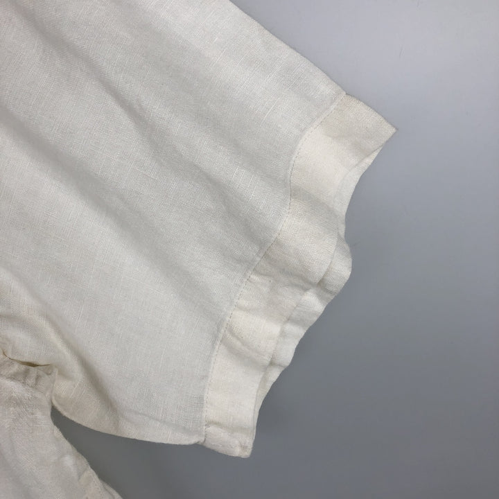 Liz Claiborne claiborne short sleeve linen shirt box shirt men's XL size linen white type Vintage Second Hand