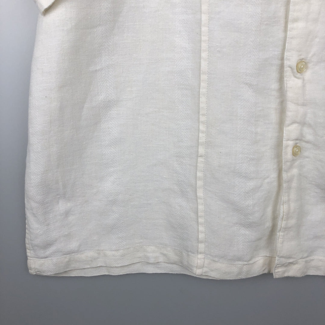 Liz Claiborne claiborne short sleeve linen shirt box shirt men's XL size linen white type Vintage Second Hand
