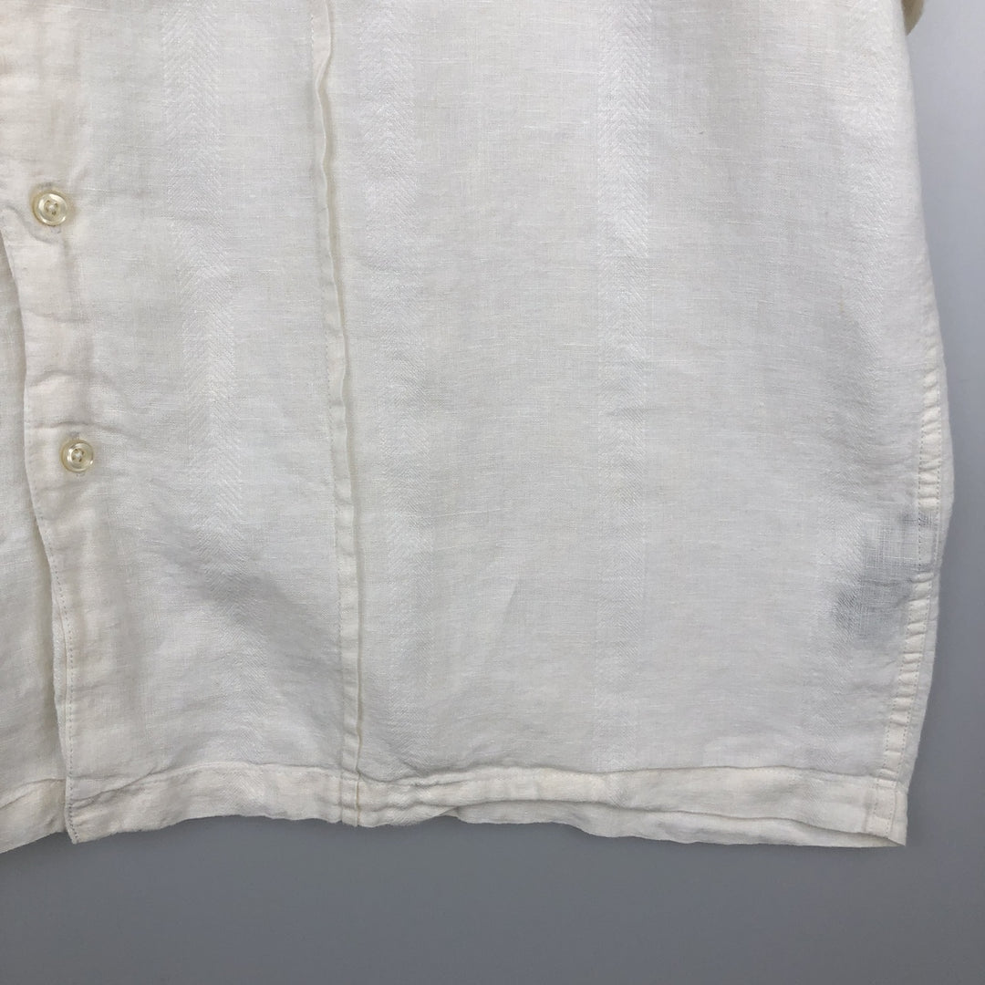 Liz Claiborne claiborne short sleeve linen shirt box shirt men's XL size linen white type Vintage Second Hand